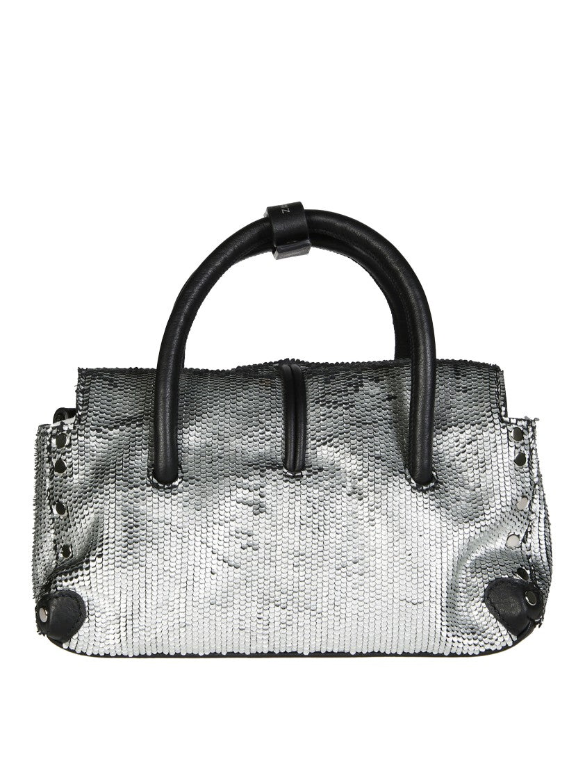 Zanellato Compact Silver-Toned Shoulder Bag With Top Handle