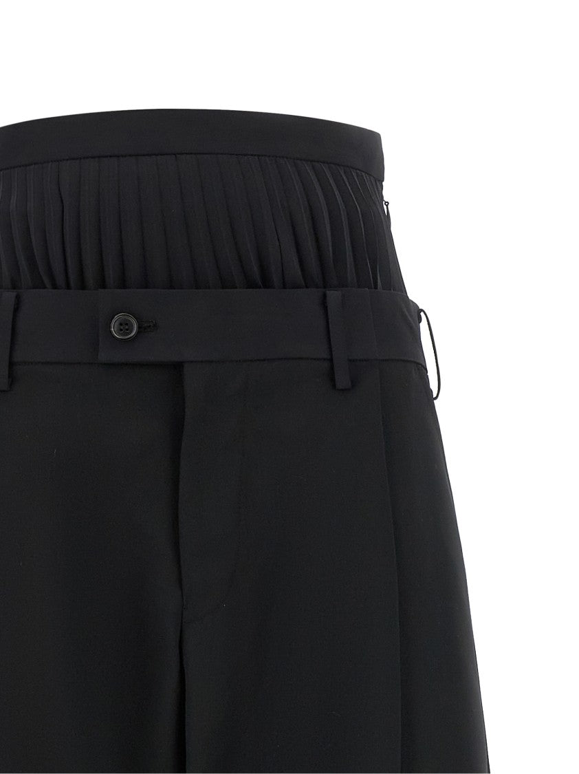 Junya Watanabe Formal Wool Blend Trousers With Unique Skirt-Effect Panel