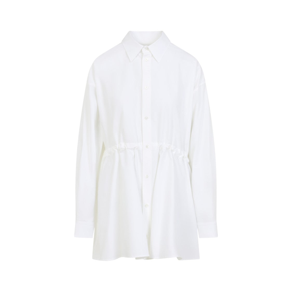 Balenciaga White Long-Sleeve Cotton Shirt Dress