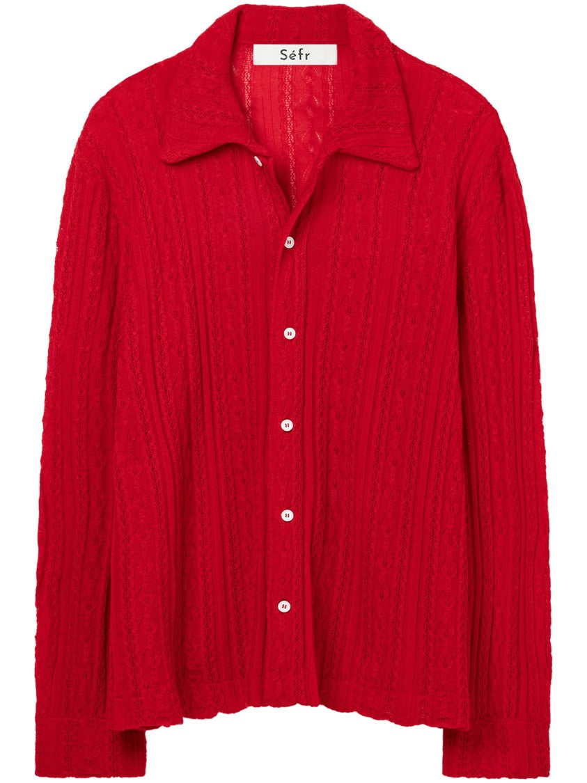 Séfr Textured Knit Shirt With Classic Collar