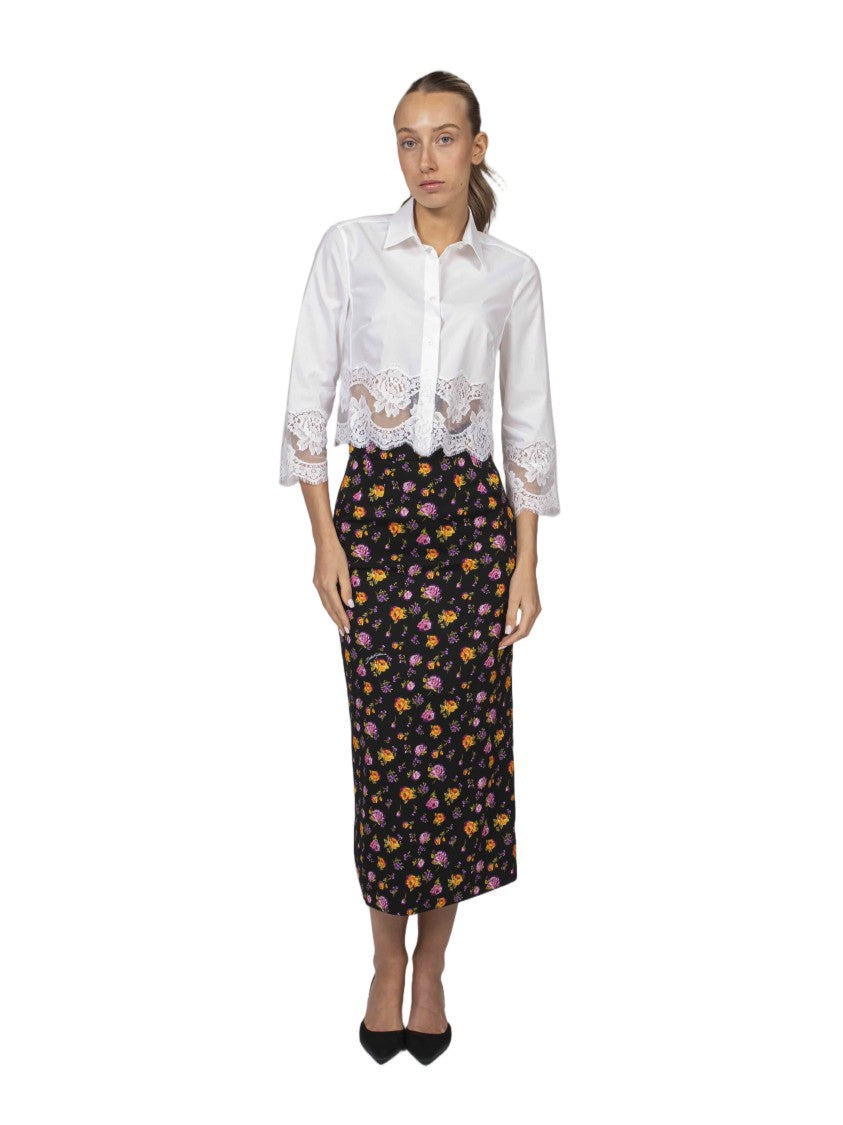Dolce & Gabbana Vibrant Floral Print Fitted Midi Skirt