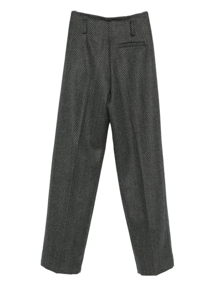 Forte Forte Tailored Herringbone Grey Pants In Virgin Wool