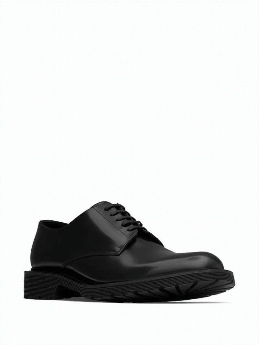 Saint Laurent Polished Black Calf Leather Lace-Up Shoes