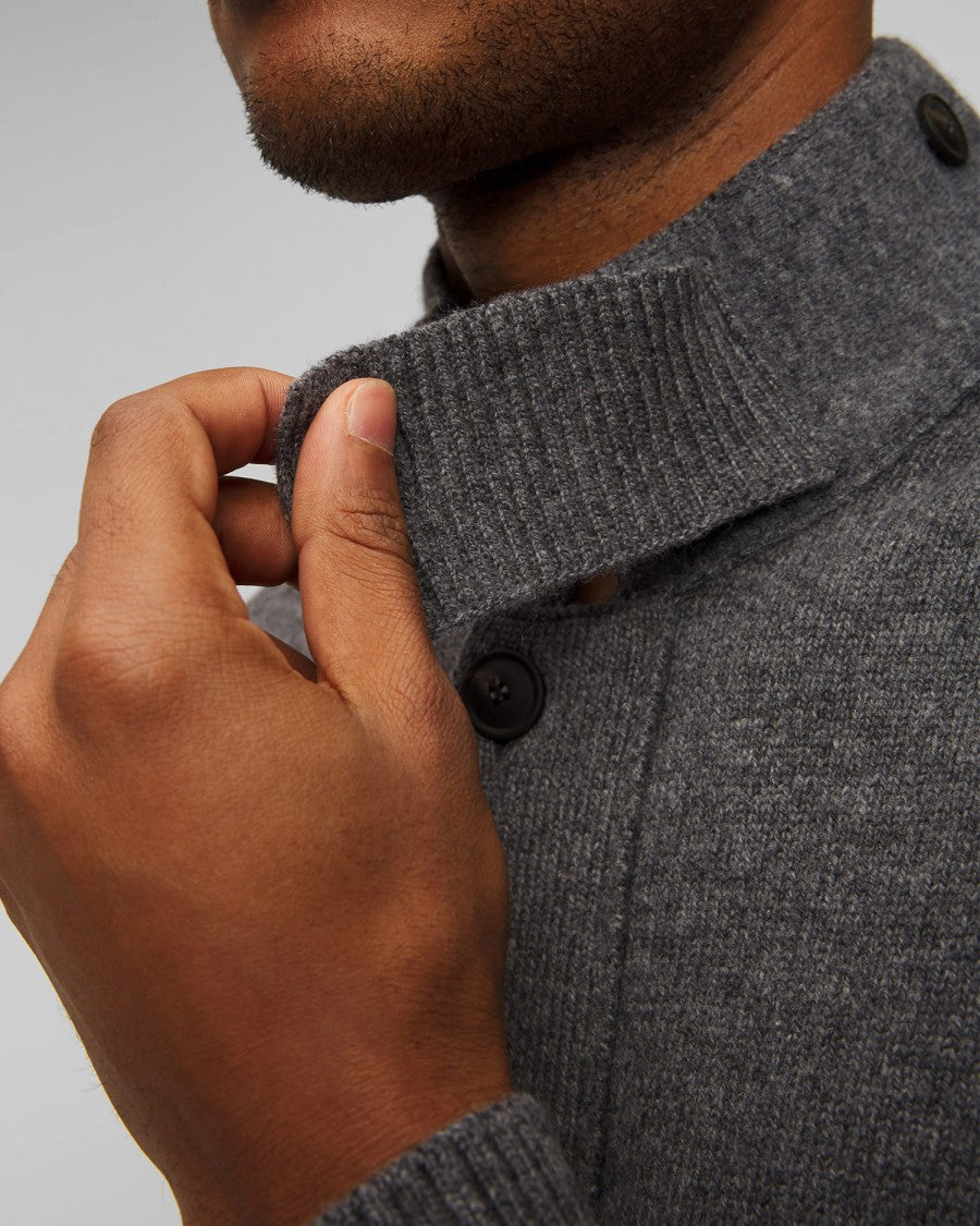 Paolo Fiorillo Capri Ribbed Collar Zip Cardigan With Button Closure