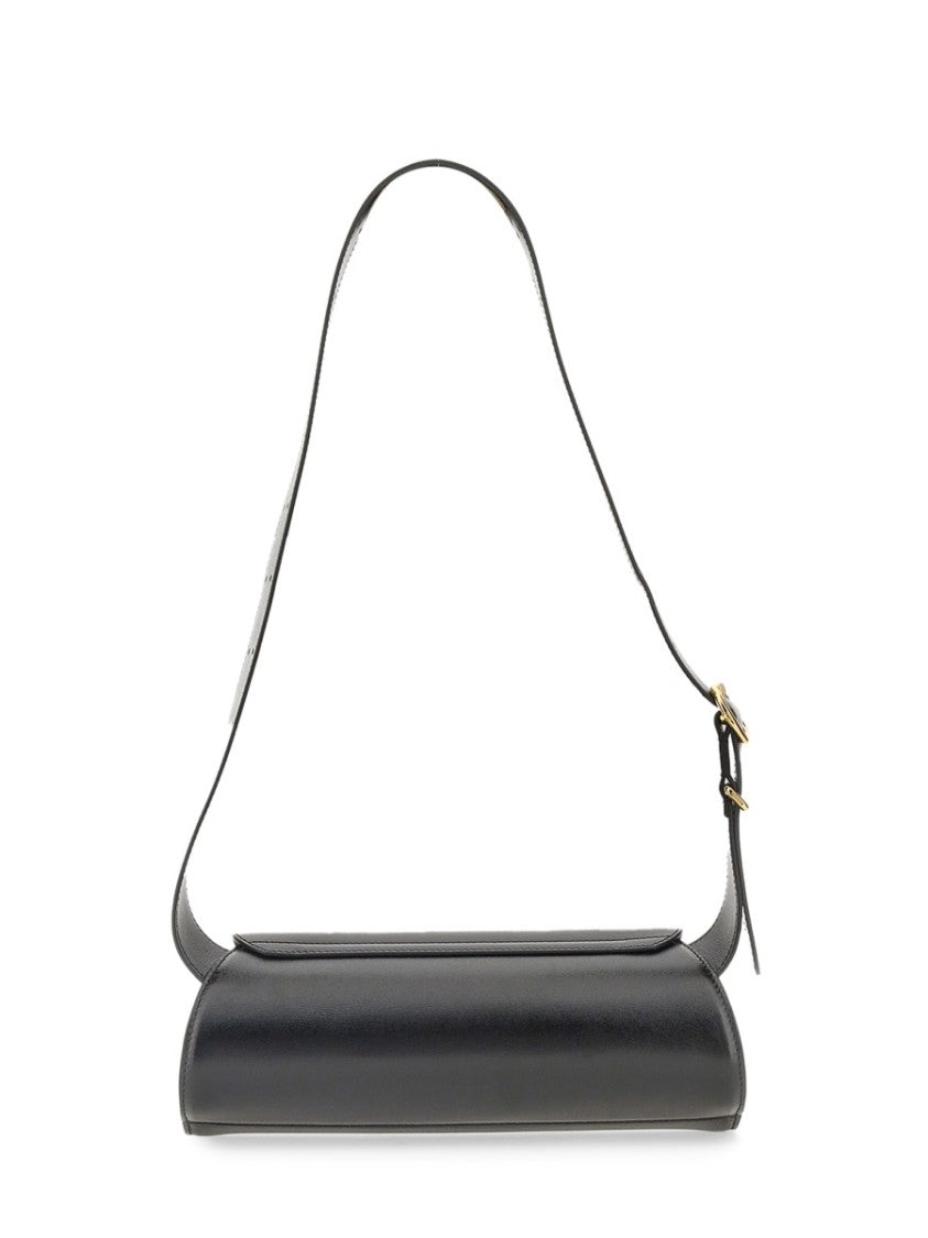 Jil Sander Black Cannoli Structured Leather Shoulder Bag