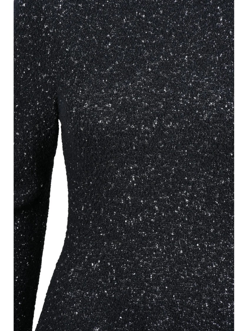 Valenti Black Sparkling Knit Wool-Blend Mini Dress