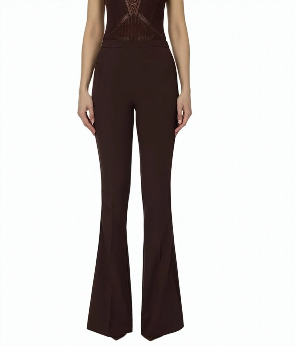 Elisabetta Franchi Light Crepe Satin Side Bands Trousers