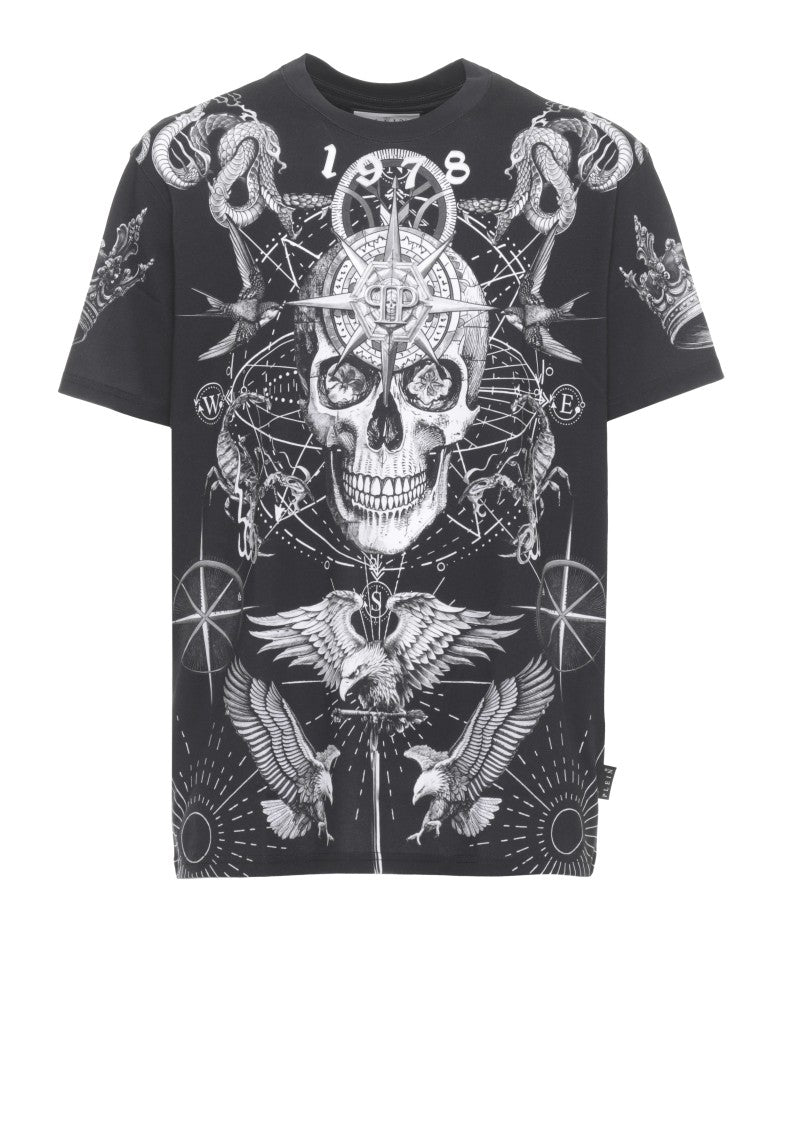 Philipp Plein Black Tattoo Print Cotton T-Shirt