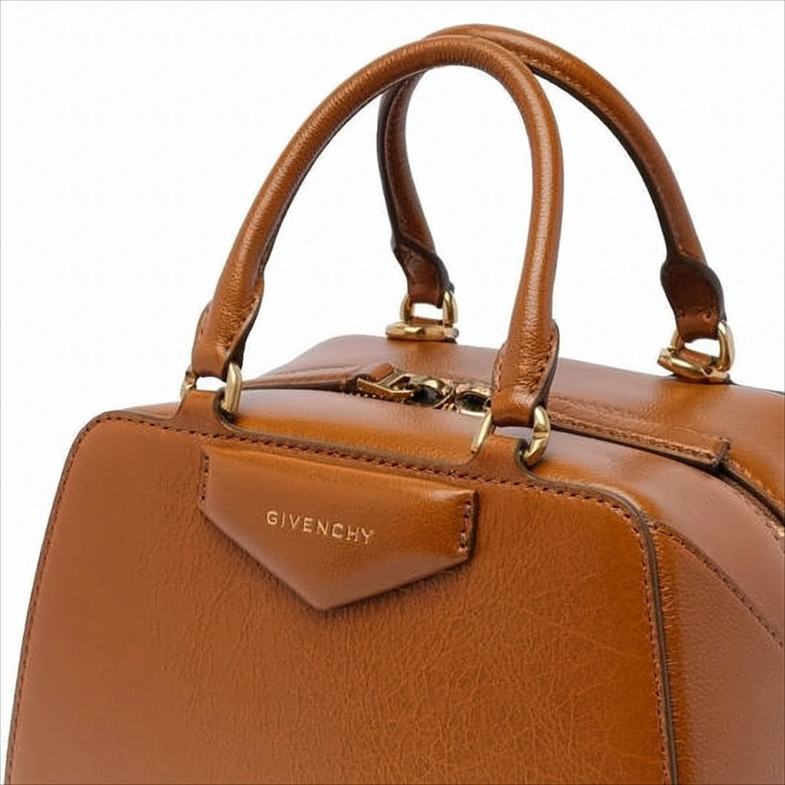 Givenchy Structured Brown Buffalo Leather Tote Bag With Polished Finish