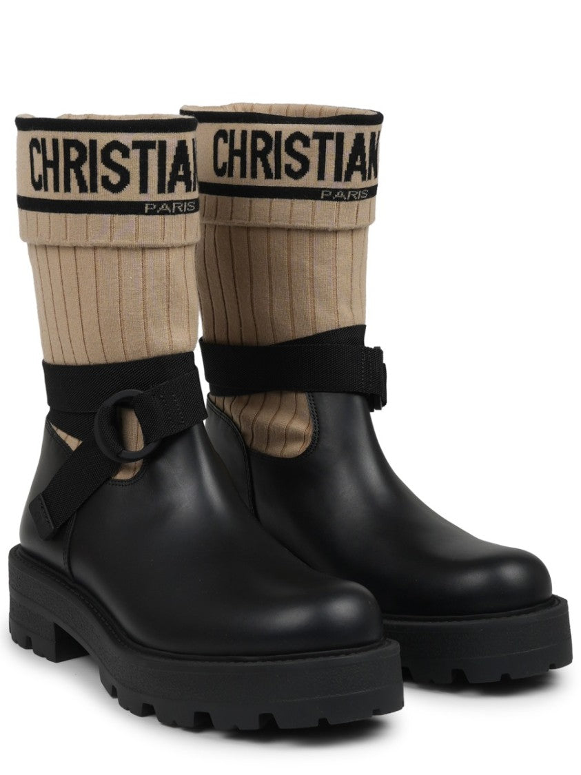 Dior D-Major Logo Leather Boots