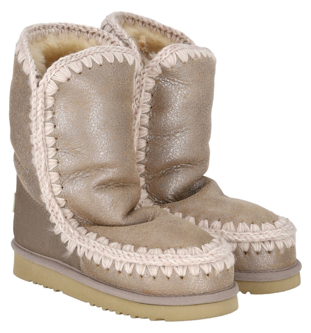 Mou Metallic Textured Mid-Calf Boots