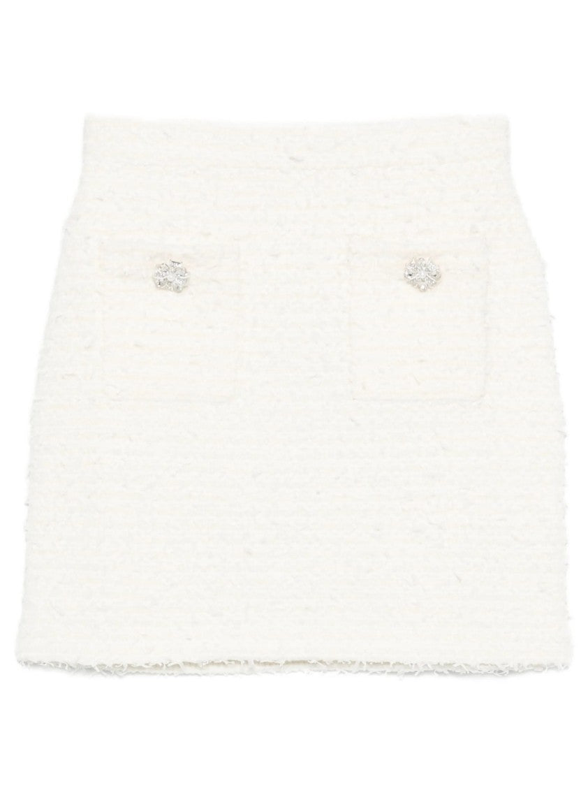 Self-Portrait Textured Beige Skirt With Decorative Pockets