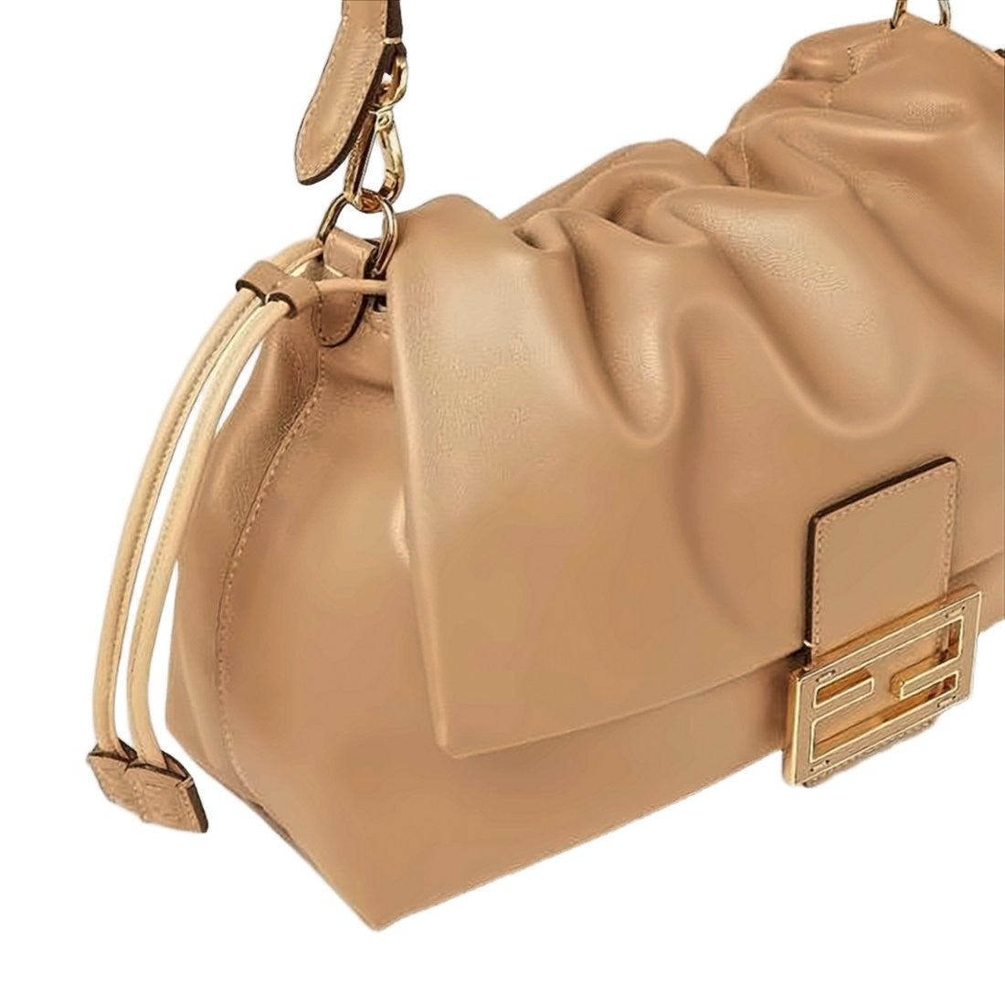 Fendi Soft Leather Shoulder Bag With Gathered Top