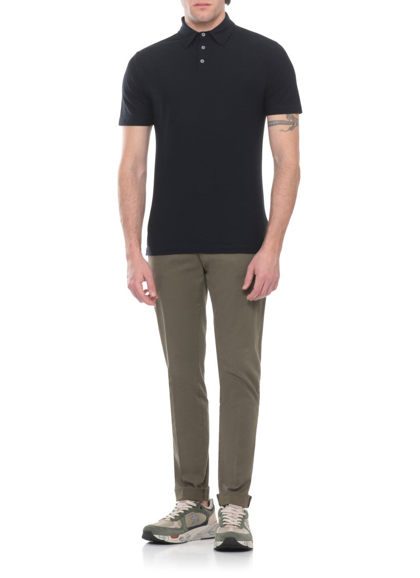 Zanone Blue Cotton Polo Shirt