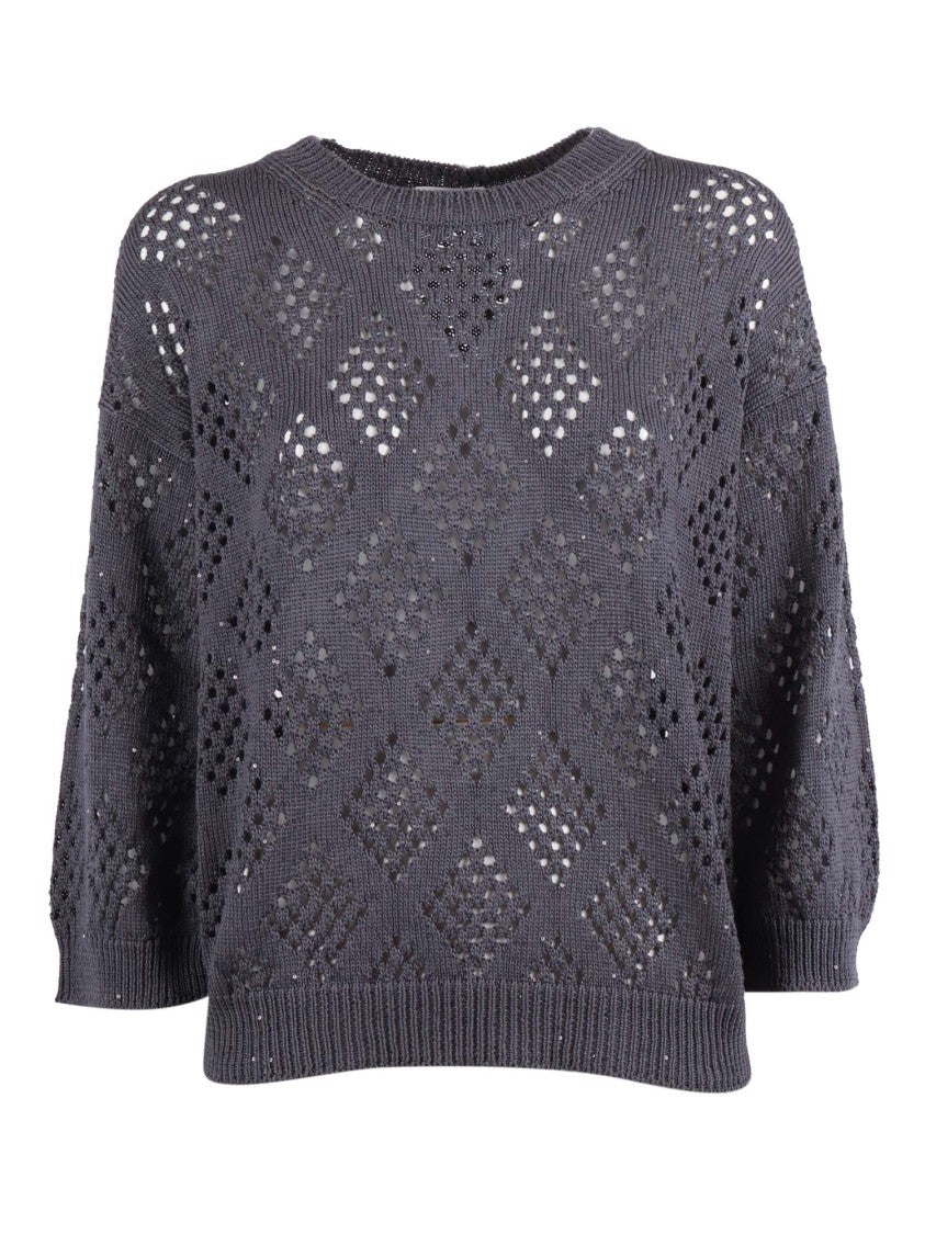 Peserico Textured Diamond Pattern Knitted Sweater