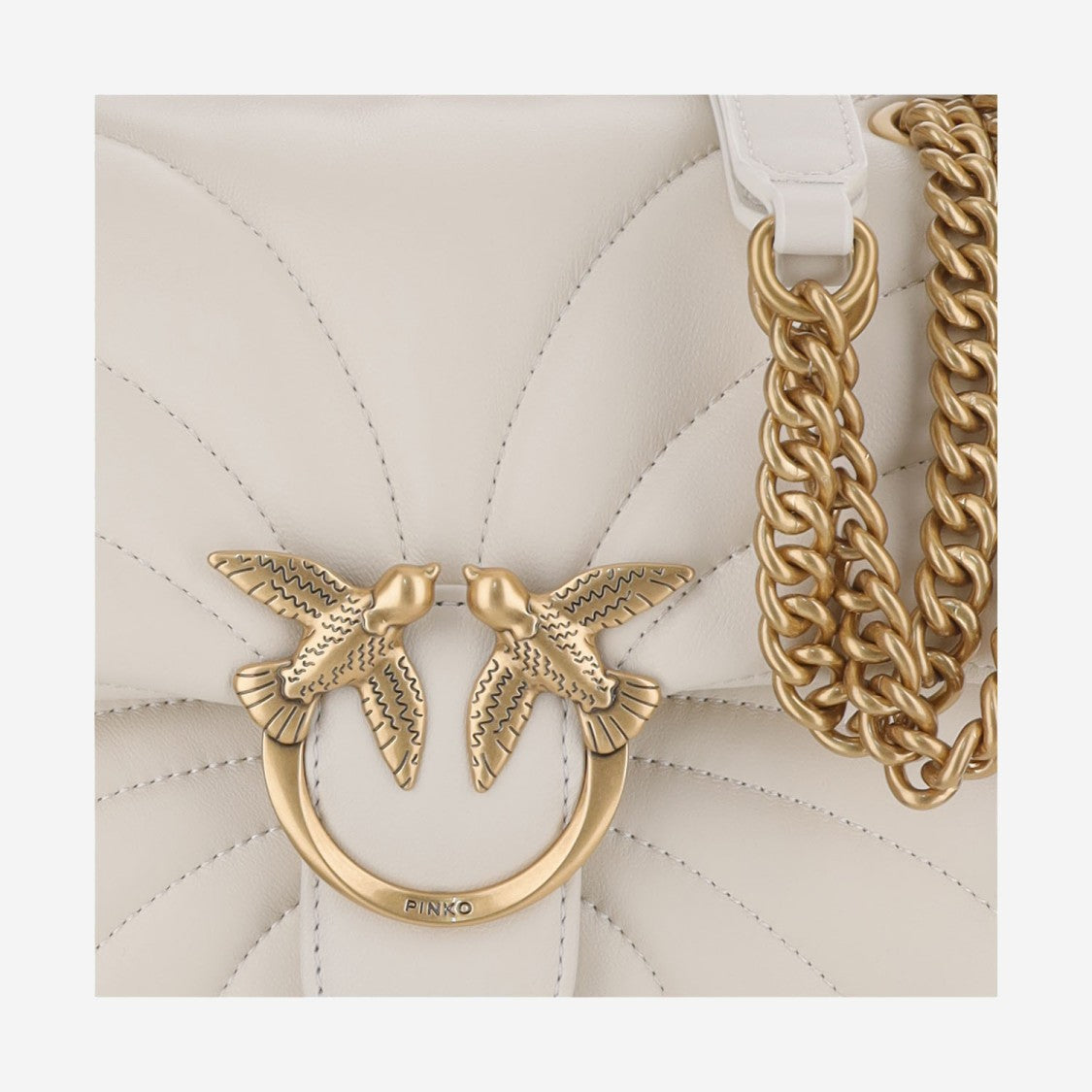 Pinko Classic Love Puff Butterfly White Nappa Leather Shoulder Bag