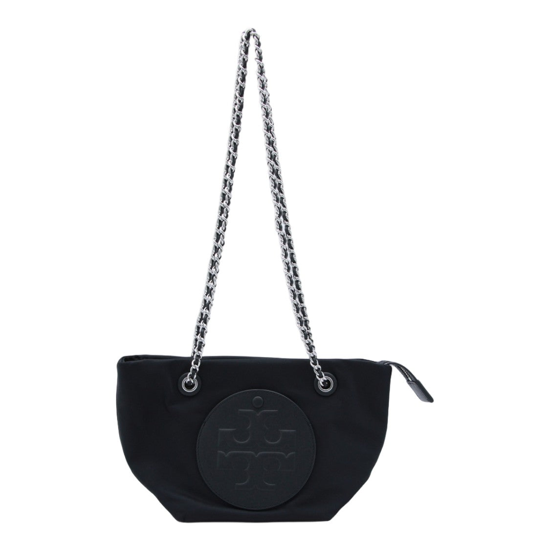Tory Burch Sleek Black Handbag With Embossed Logo