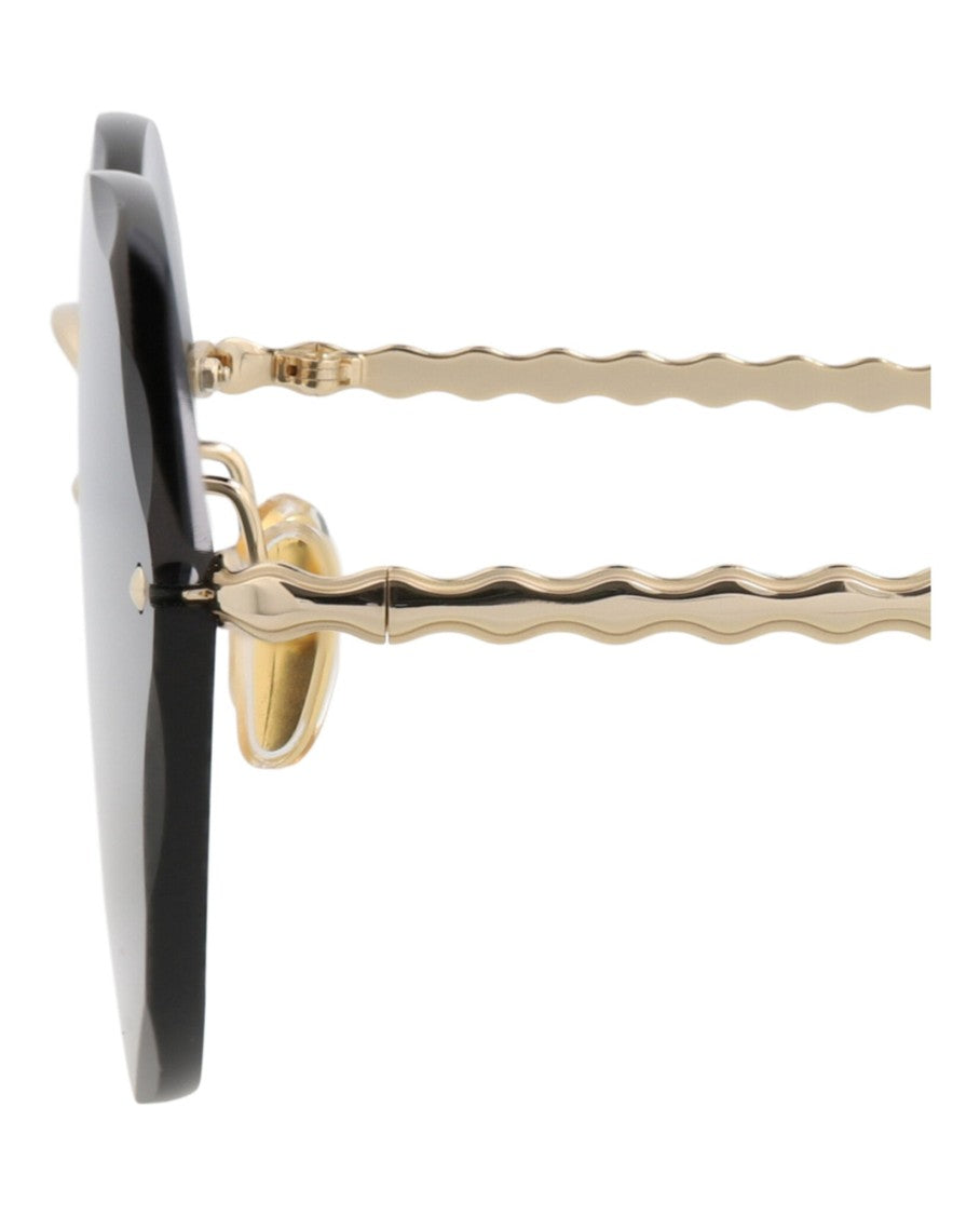 Chloé Cat Eye-Frame Metal Sunglasses With Wavy Gold-Tone Temples