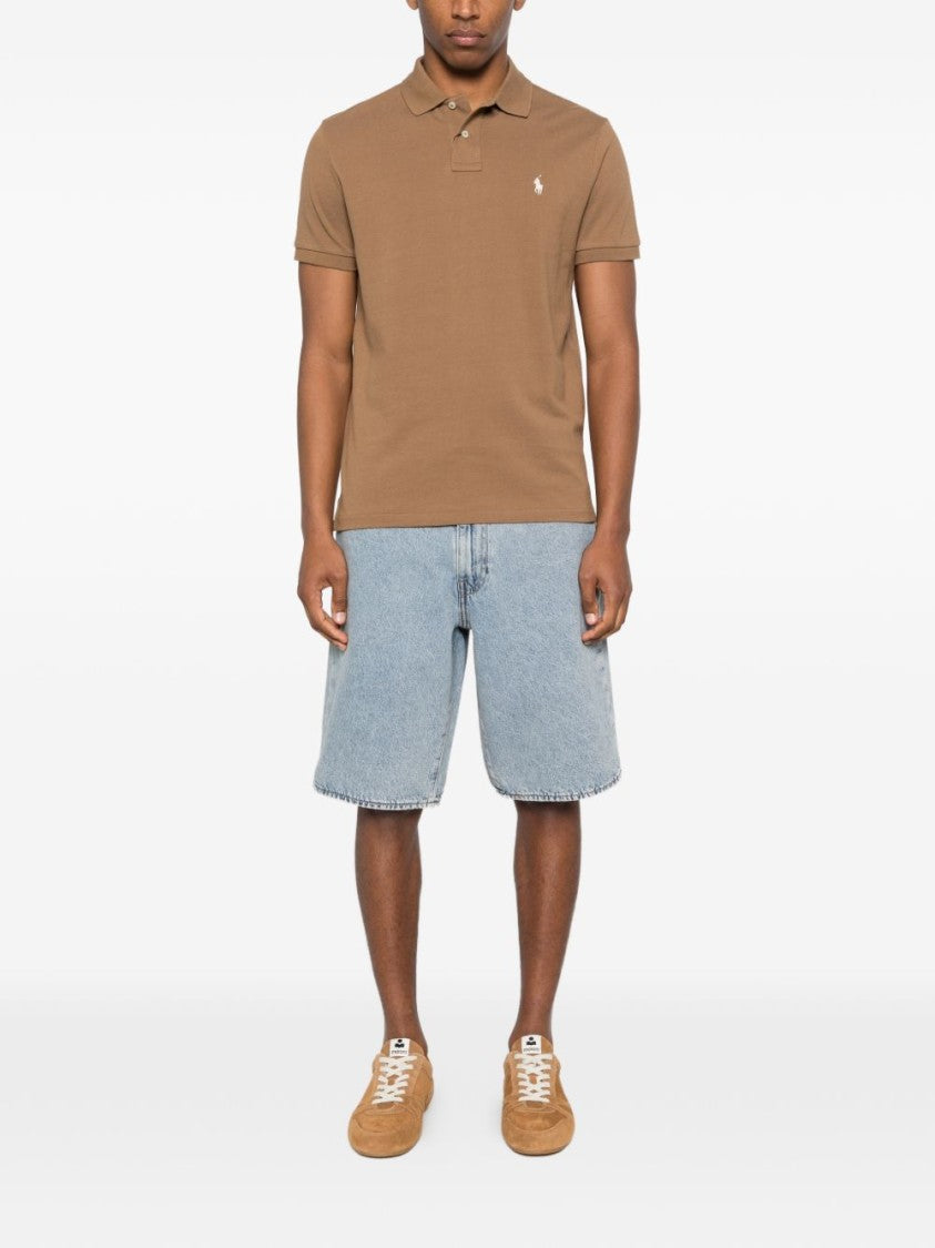 Polo Ralph Lauren Classic Brown Polo Shirt With Textured Knit Fabric