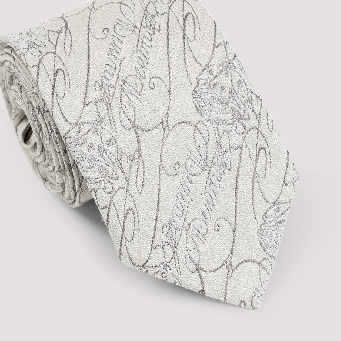 Berluti Beige Silk And Linen Tie