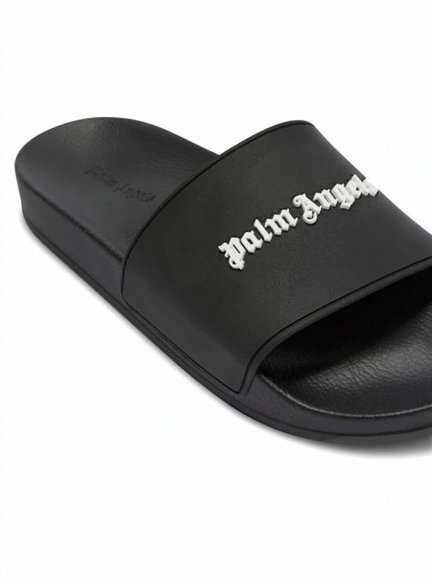 Palm Angels Minimalist Black Slide Sandal With Contoured Footbed