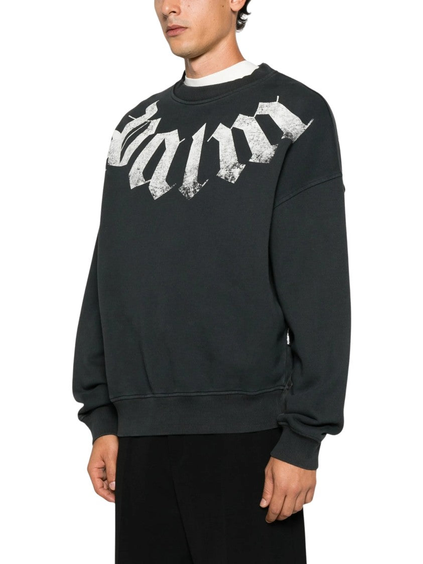 Palm Angels Big Neck Black Logo Oversized Sweatshirt