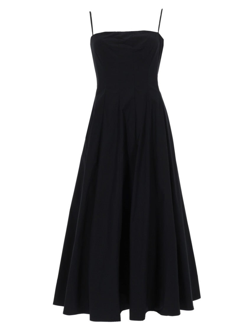 Staud Wylie Fitted Bodice Pleated Midi Dress
