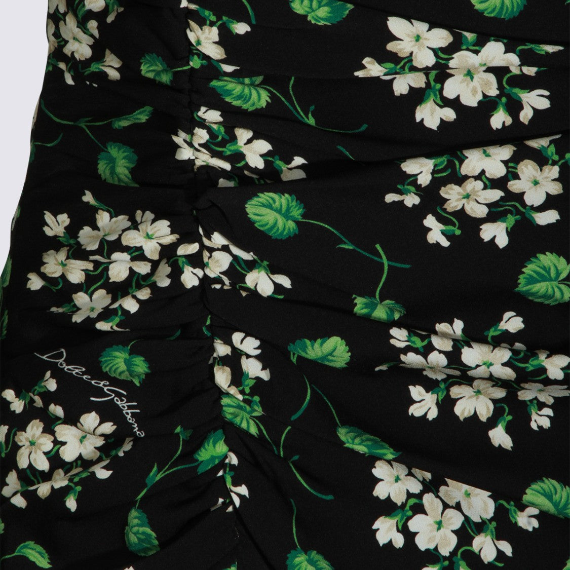 Dolce & Gabbana Fitted Midi Dress With Floral Pattern And Ruched Detailing