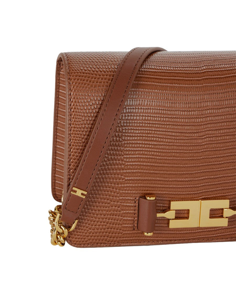 Elisabetta Franchi Rectangular Crossbody Bag With Lizard Skin Texture