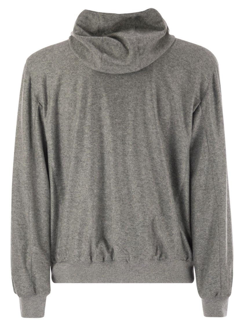 Fedeli Reversible Bomber Jacket With Hood In Cashmere Flannel And Airstop