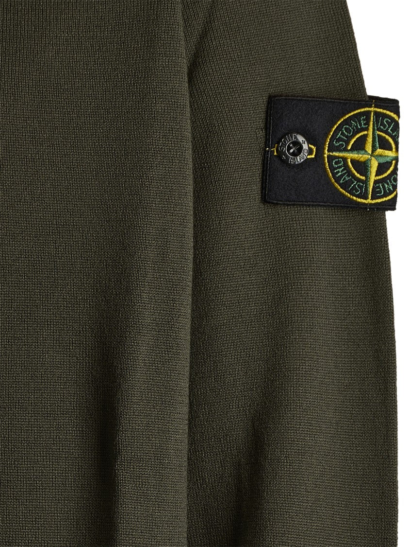 Stone Island Fitted Crew Neck Sweater With Distinctive Logo Patch