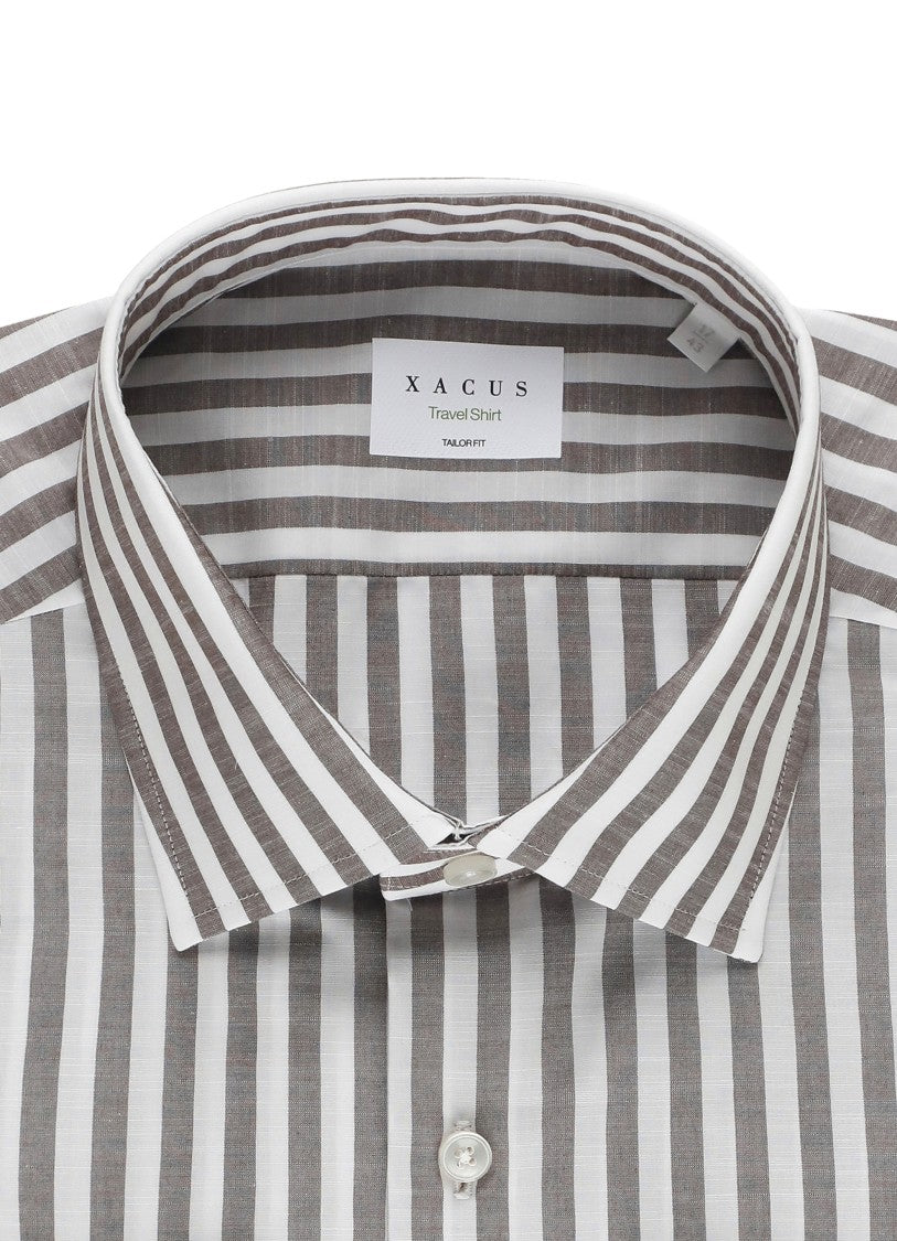 Xacus White Striped Travel Casual Shirt