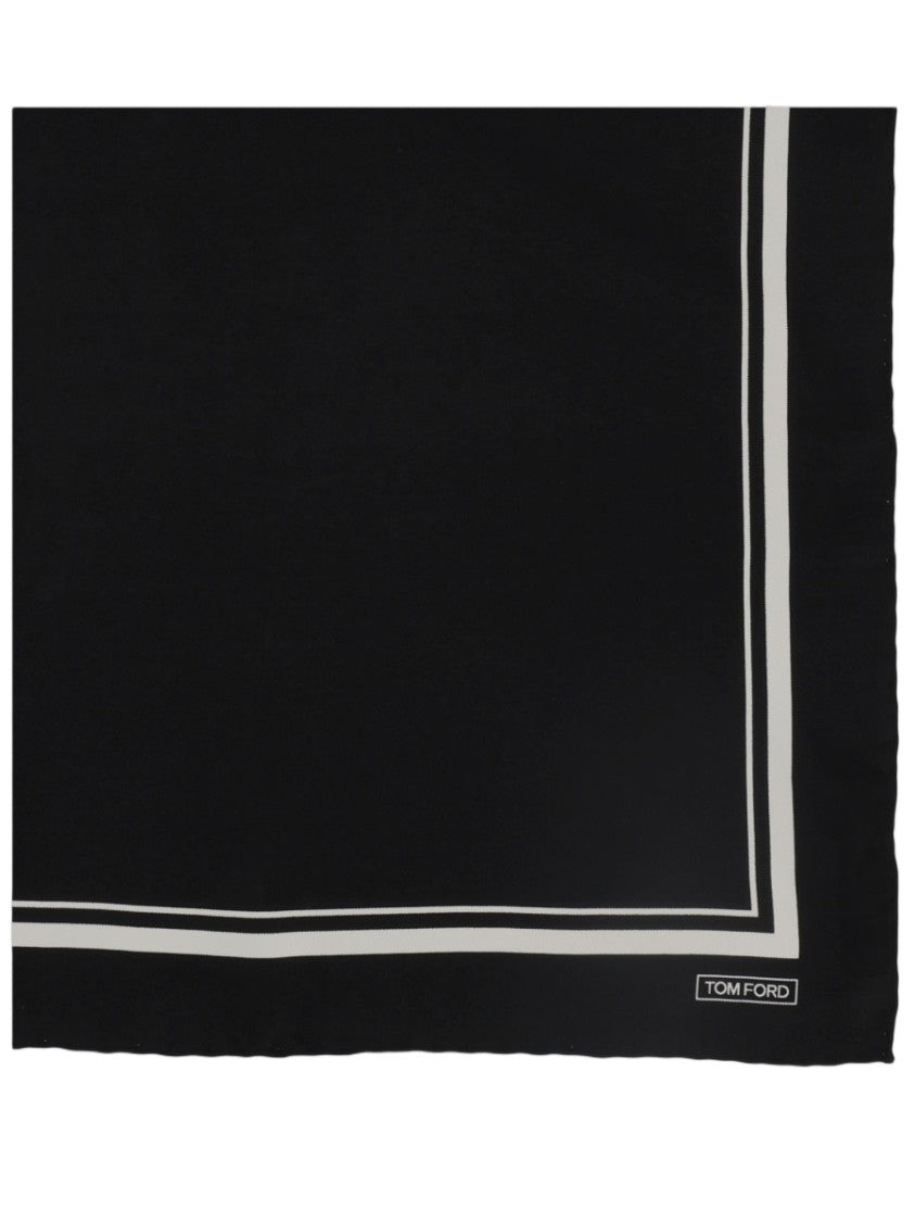 Tom Ford Subtle Double-Line Border Silk Pocket Square
