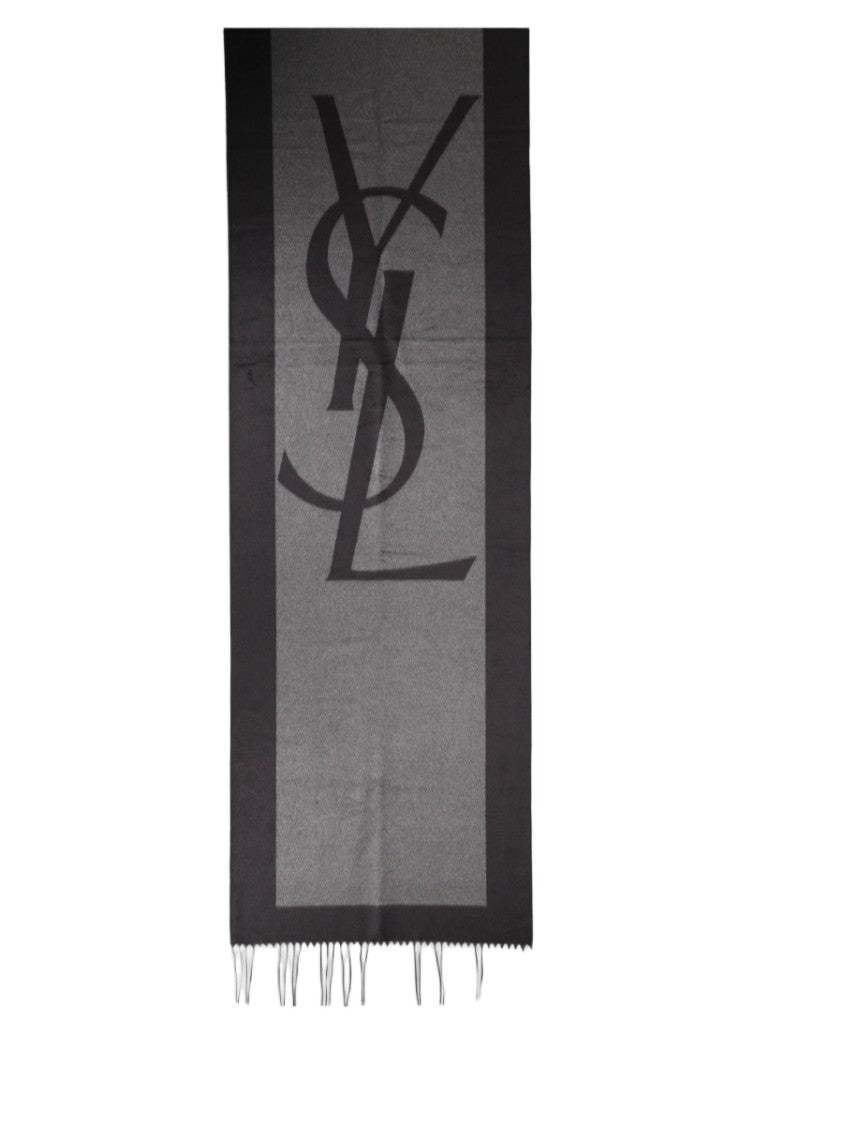 Saint Laurent Jacquard Silk Scarf With Bold Monogram Design