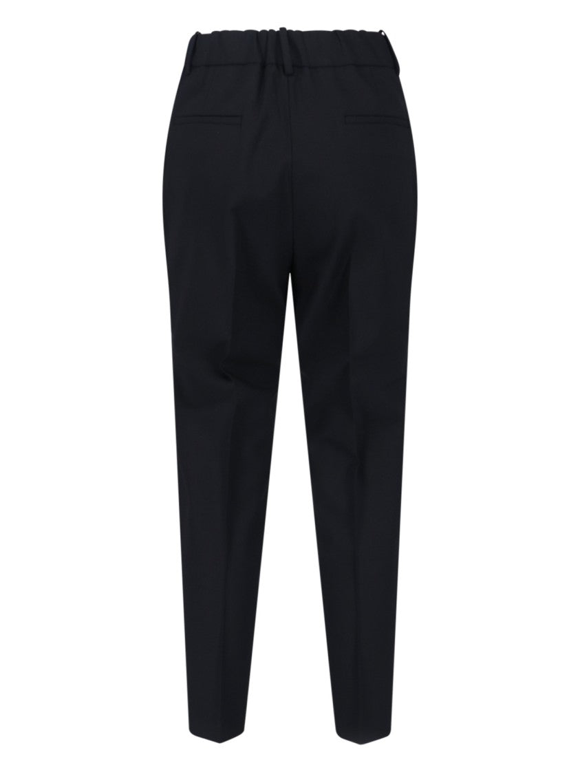 Incotex Straight-Leg Trousers In Black Virgin Wool With Elasticated Waistband