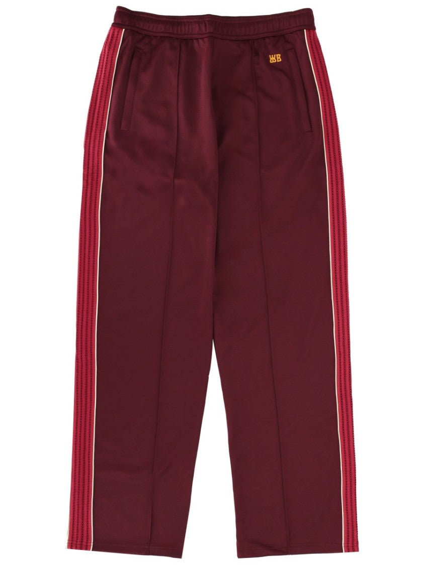 Wales Bonner Burgundy Polyester-Blend Striped Sweatpants