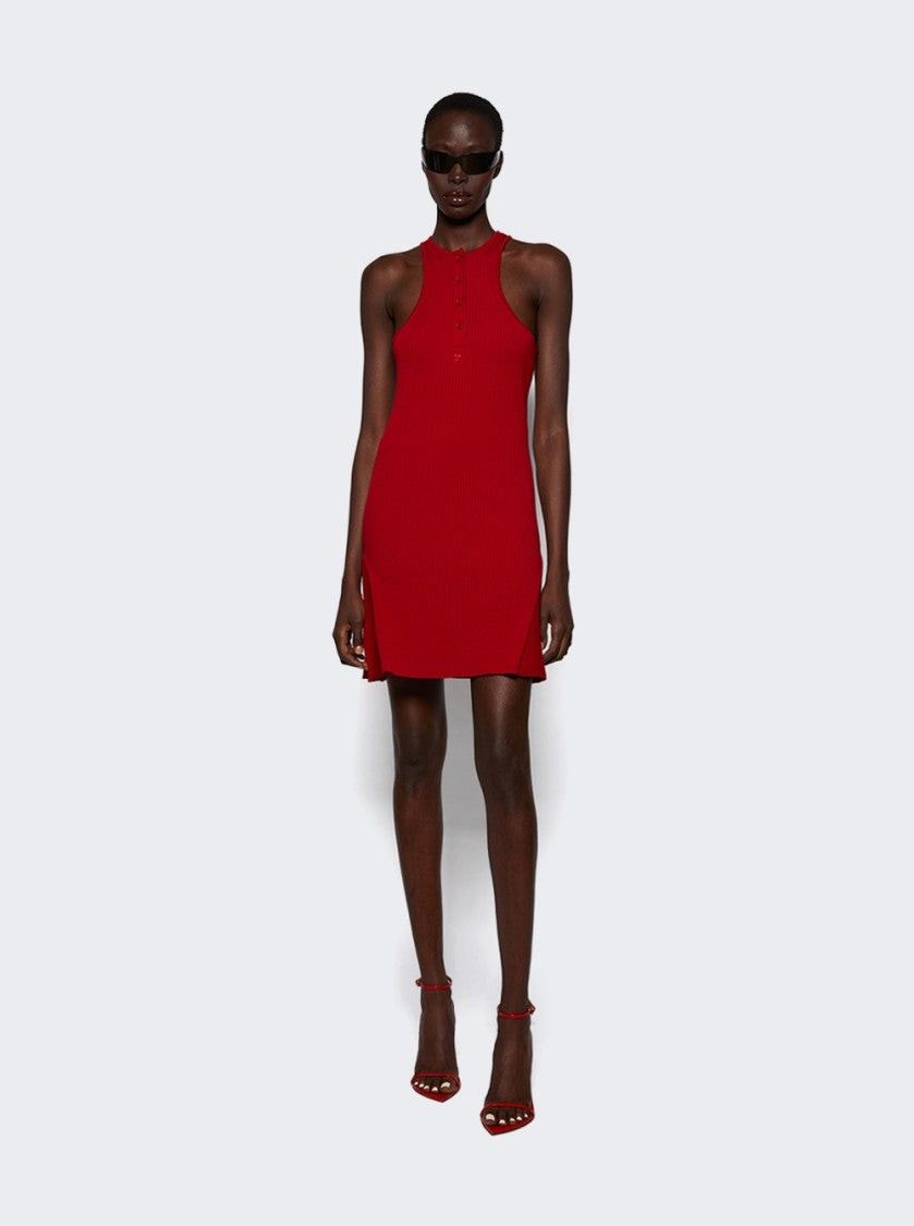 Courrèges Scuba Rib Knit Dress Ruby