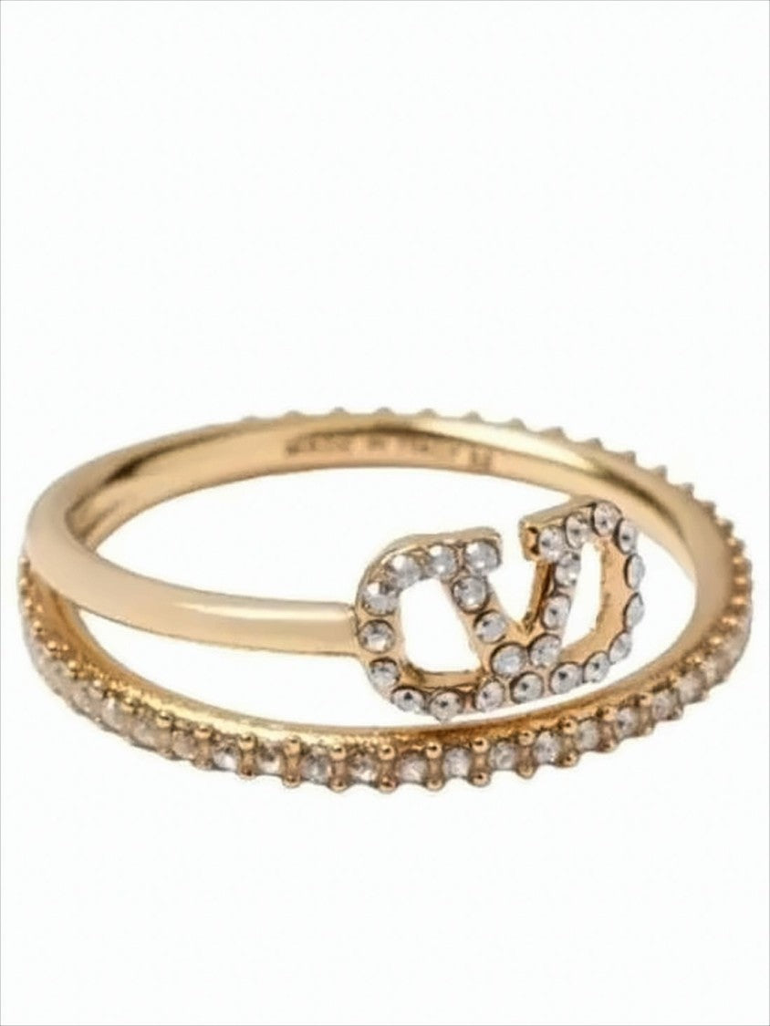 Valentino Garavani Crystal-Embellished Ring In Gold