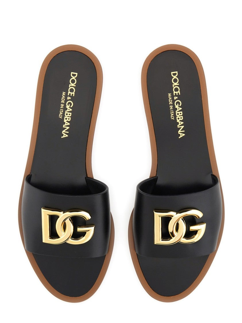 Dolce & Gabbana Leather Slide Sandals