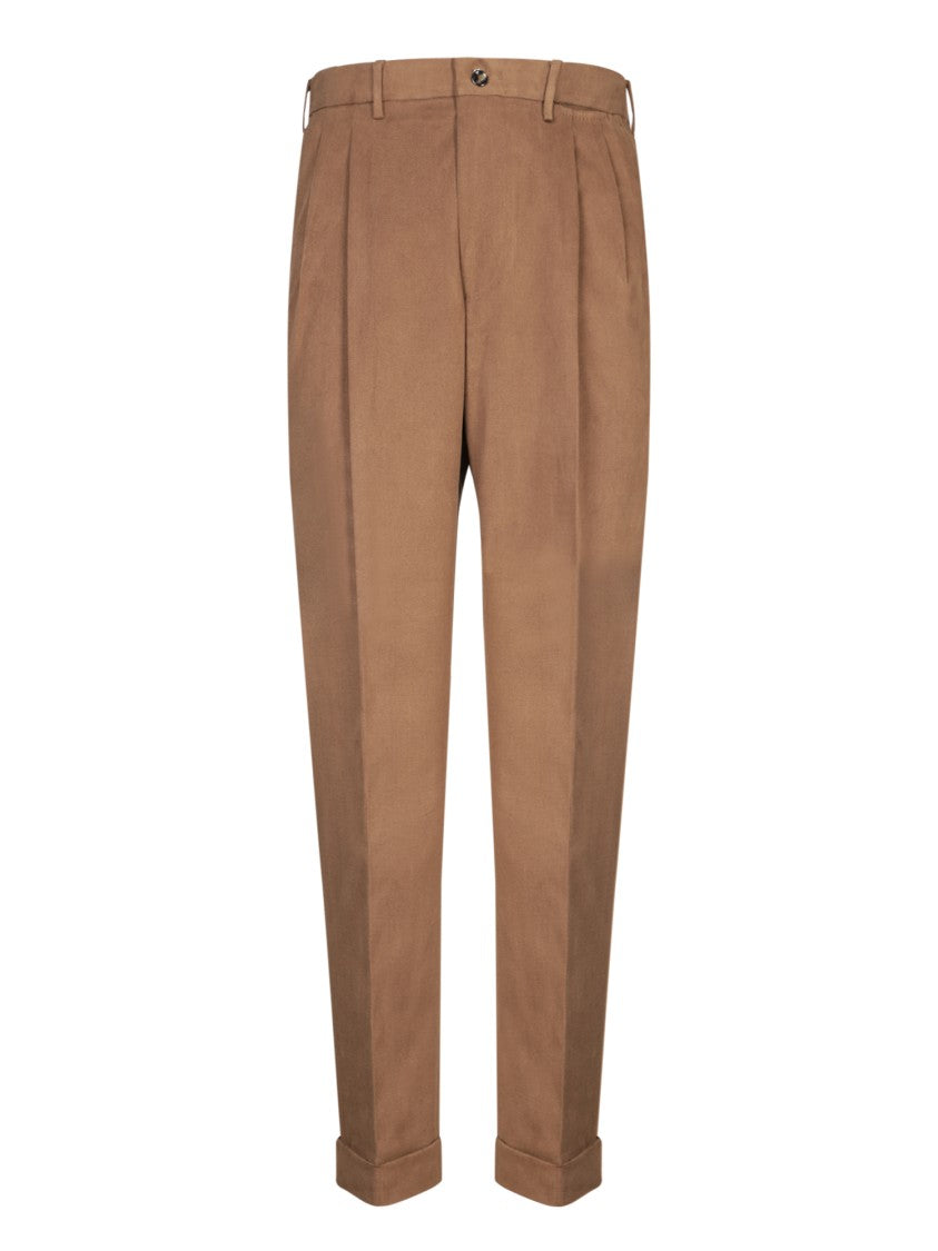 Dell'oglio Tailored Brown Trousers With High Waist