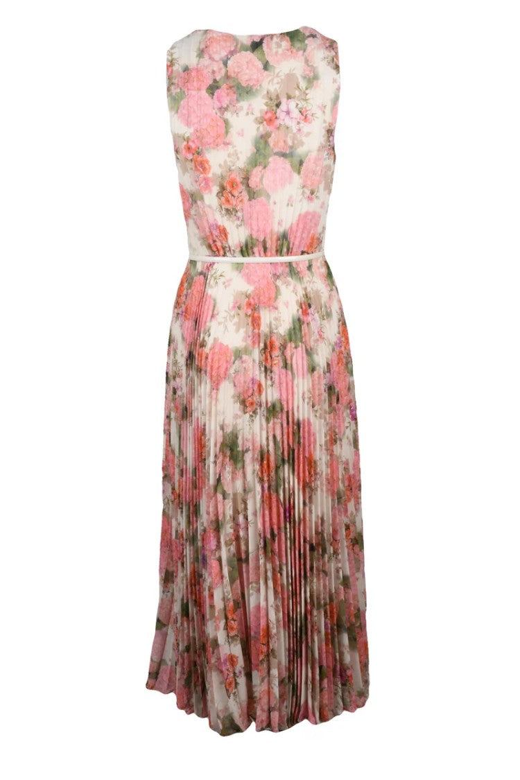 Max Mara Pleated Dress Polyester - Beige/Pink