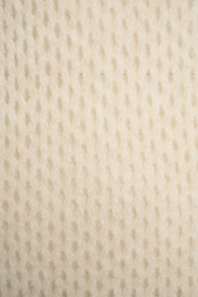 Jeio Beige Knit Gilet With High Ribbed Collar And Open-Knit Structure