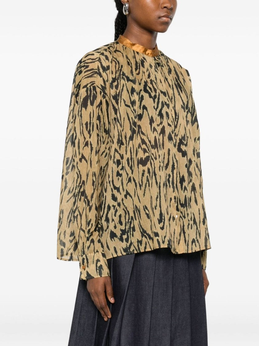 Forte Forte Loose-Fit Blouse With Abstract Animal Print