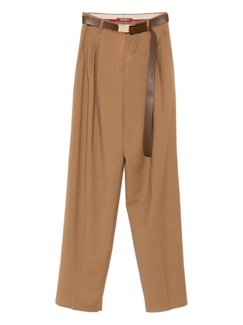 Max Mara Wide-Leg High Waist Trousers With Pleated Design