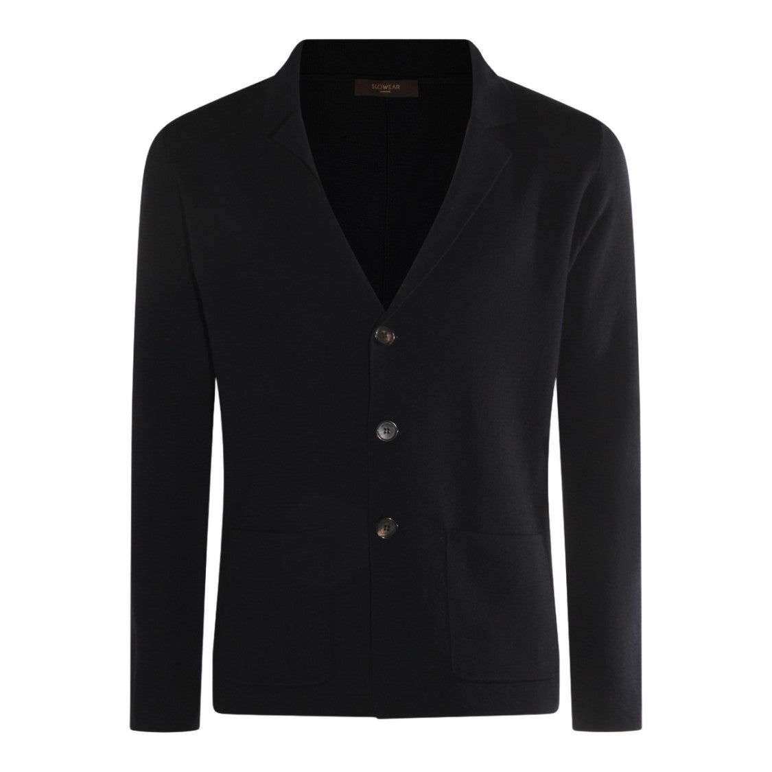 Zanone Cardigan-Style Black Sweater With Notched Lapel