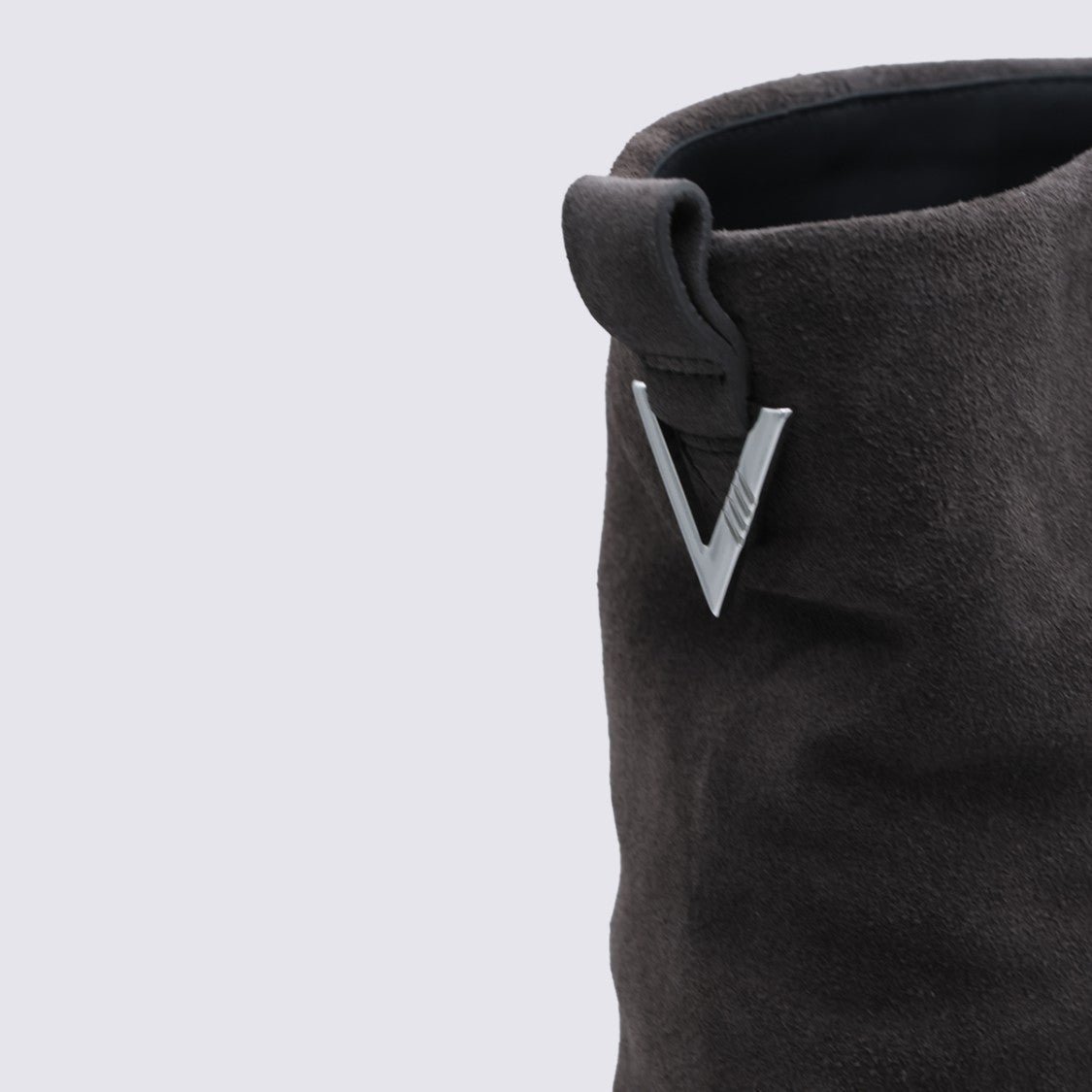 The Attico Slouchy Suede Boots With Metallic V-Detail