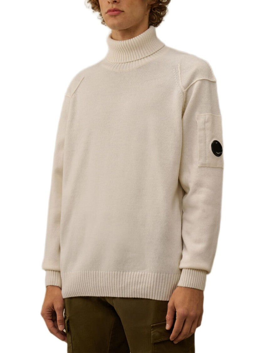 C.P. Company Lambswool Turtleneck Sweater With Ribbed Design And Pocket Detail