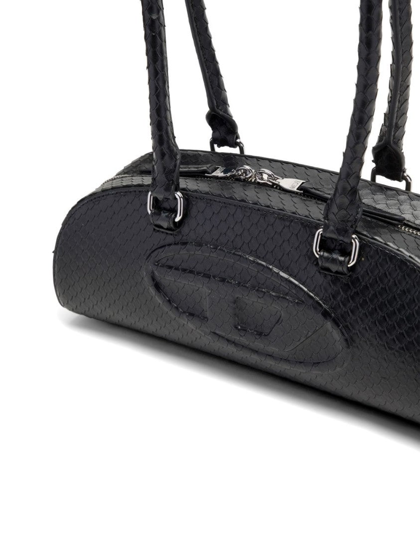 Diesel Black Elongated Snake Pattern Silk Bag