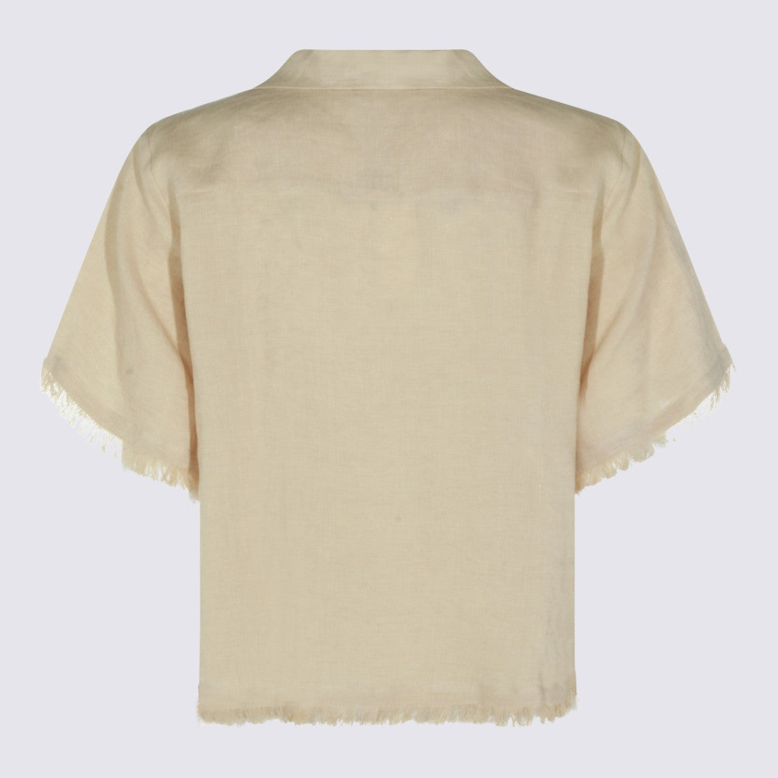 Antonelli Firenze Relaxed Fit V-Neck Shirt With Fringed Edges