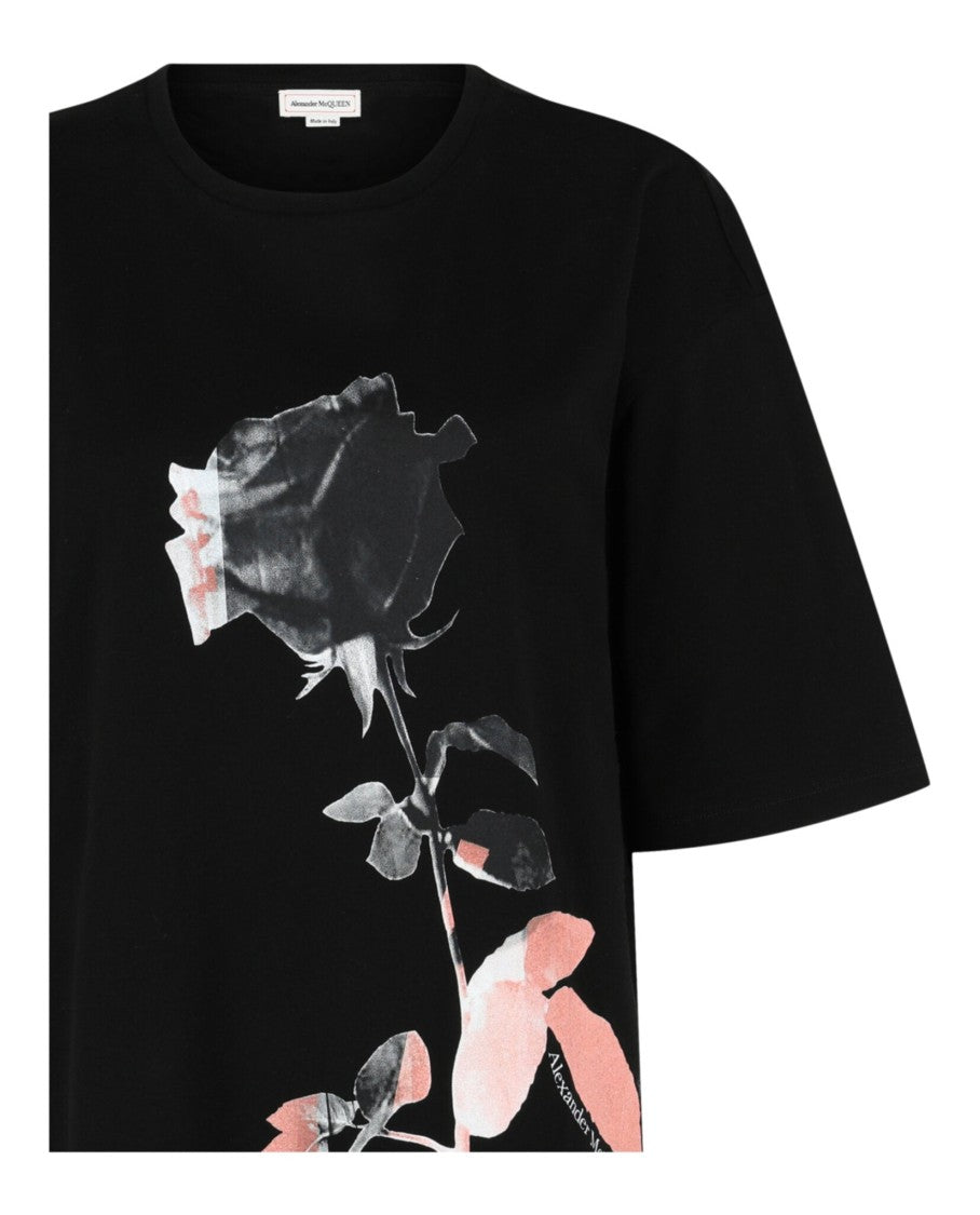 Alexander Mcqueen Rose Print Graphic T-Shirt